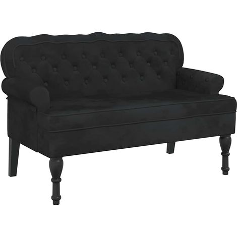 vidaXL Banco con respaldo Terciopelo negro 119,5x64,5x75 cm (1/2)