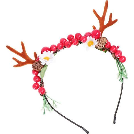 serre-tête renne, serre-tête de Noël en bois de renne, décoration rouge (1/5)