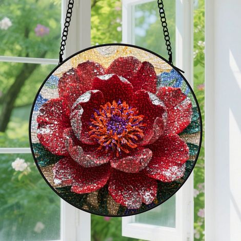 Suspension en vitrail, attrape-soleil unique coloré, décoration jardin fenêtre, cadeau Fête des Mères, Anniversaire pour femme, maman 12,5 cm (1/5)