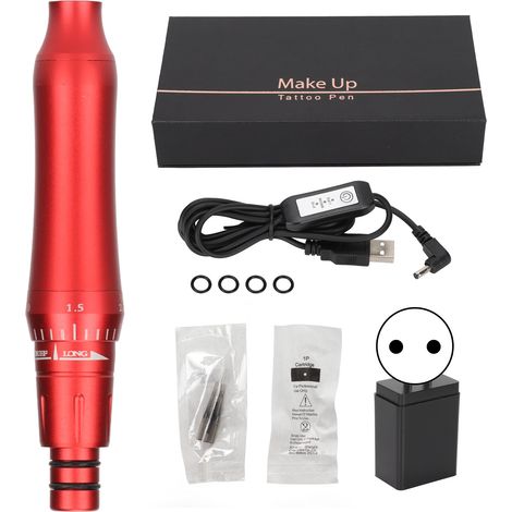 Machine de Microblading Professionnelle en Alliage d'Aluminium pour Sourcils, Eyeliner et Lèvres - 110-240V, Prise UE Rouge (1/5)