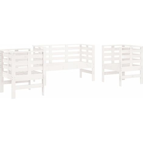 Maison Exclusive - Set Salotto da Giardino 3 pz Bianco in Legno Massello di Pino
