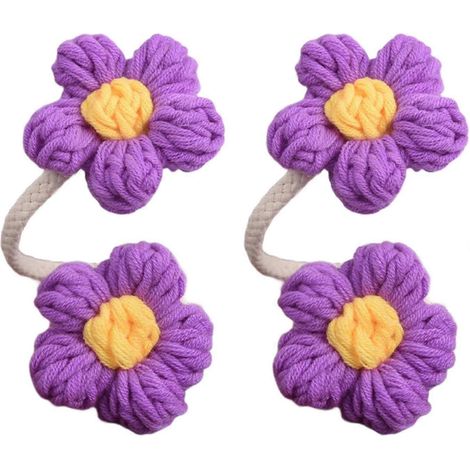 Attaches pour rideaux décoratives à motifs floraux embrasses de rideaux boucles de maintien décoration intérieure ECVGHD violet (1/5)