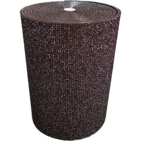 Tapis Grattant Rectangulaire 91 x 1700 cm Paillasson Extérieur Uni Aspect Gazon Synthétique Polyéthylène Résistant aux Intempéries Marron (1/5)