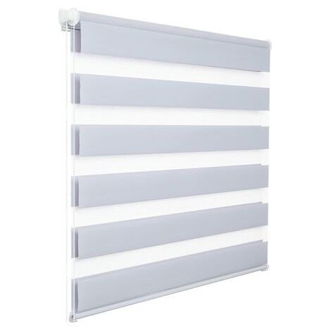 WOLTU 1 pièce Store Enrouleur Double, Fixation Rapide sans perçage, Isolant Thermique, 55x150cm, Gris VH5548gr