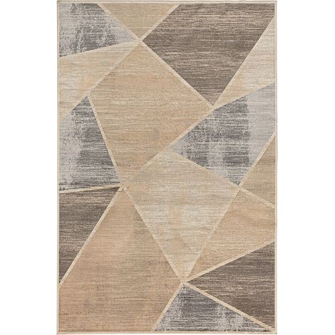 Tapis moderne en viscose aux tons neutres élégance intemporelle - Beige naturel doux et lumineux (1/4)