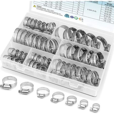 LaBlanc – 60 Stück größenverstellbare Edelstahl-Rohrschellen, angeschlossene Schlauchklemmen (6–38 mm)