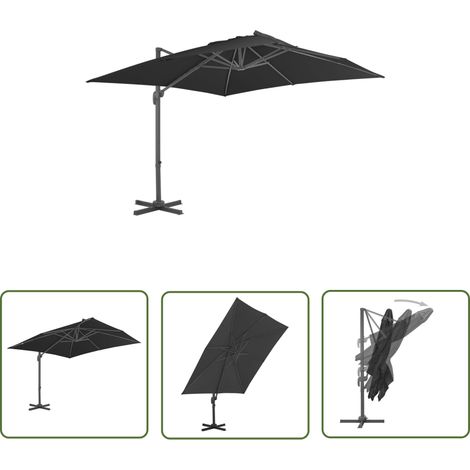 Parasol en porte-à-faux, Parasol pour Balcon Jardin Plage Terrasse, Mât en aluminium 300x300 cm Anthracite OIB1823E (1/5)