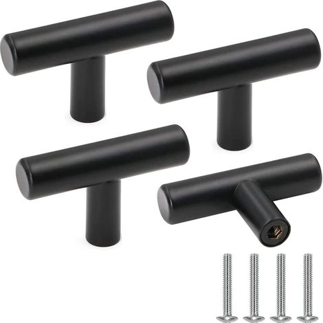 Furniture Knob, Black Stainless Steel Cabinet Door Handle, Vintage Drawer Knobs with Screws for Home Decor, 4 Pieces (1/5)
