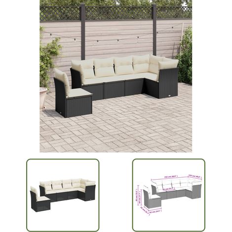 The Living Store 6-tlg. Garten-Sofagarnitur mit Kissen Schwarz Poly Rattan - Gartengeset - Gartenmöbelset - Rattan Möbel - Lounge Set - Esszimmergarnitur (1/3)