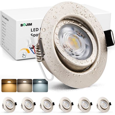 Spot LED Encastrable Noir Dimmable 220V, 7W Spot Salle de Bain IP44, Trou 68mm - 80mm, Blanc Chaud/Neutre/Froid, Spots de Plafond Extra Plat pour Cuisine Chambre Salon, Lot de 10 (1/5)
