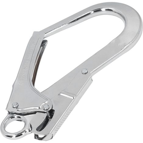 Mousqueton à ressort pour barres d'armature, en acier allié haute résistance forgé à double verrouillage, avec longe de sécurité antichute de 22 kN (1/5)
