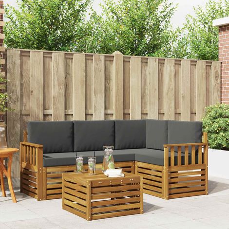 vidaXL Set di divani da esterno con cuscino 5 pcs Naturale e
