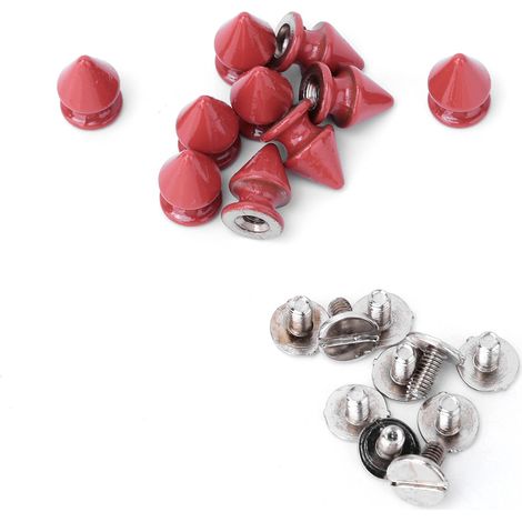 50 rivets métalliques coniques 8x12mm pour travail du cuir DIY, clous décoratifs et studs (Rouge) (1/4)