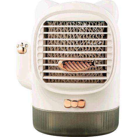 Mini ventilador/aire acondicionado portátil de mesa Lucky Cat con luz nocturna aromática y luz UV, 3 velocidades, ideal para el hogar o la oficina. (1/5)