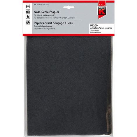 Papier abrasif - Ponçage à l'eau - Métal et plastique - Grain extra-fin P1200 - Auto-K