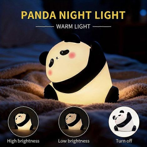 Lámpara de noche con forma de panda, control táctil y temporizador de 30 minutos, bonita lámpara LED de luz suave para la decoración del dormitorio y la sala de estar, divertida idea de regalo para el (1/5)