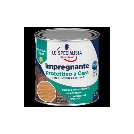 Impregnante Cera all'Acqua Castagno Chiaro 0,75 l - Protezione Legno (1/2)