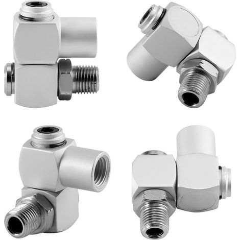 4Pcs Set 360 Degrés Connecteur de Tuyau D'Air Pivotant Universel Fiche de Coupleur 1/4'' Raccord Adaptateur D'Air Outil Raccords Pivotants (1/5)