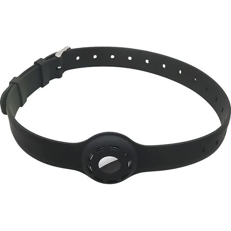 Collier pour chat en silicone ajustable avec fermeture de sécurité anti-étranglement pour suivi Apple AirTag - Noir