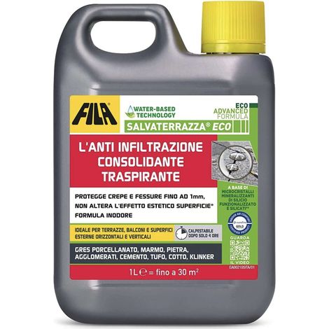 FILA Surface Care Solutions, SALVATERRAZZA® ECO, Impermeabilizzante Terrazzi Trasparente a Base Acqua, Traspirante, 1L (1/6)