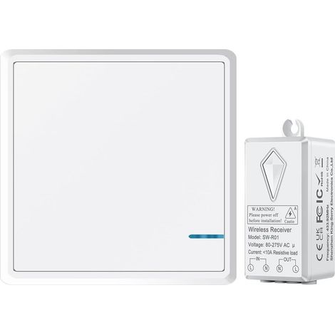Wireless Switch, 433MHz 220V Wireless Two-Way Switch, 1000W Radio Frequency Switch, IP66 Waterproof - 100m Range, Lighting On/Off with Wireless Switch (1/5)