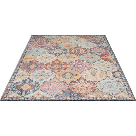 FLOORNOVO In- & Outdoor Teppich gemustert - 200 x 140 cm - Flachgewebe für Garten Balkon Terrasse und Innenbereich - Robust & Pflegeleicht - vielseitig einsetzbar im Innen- und Außenbereich (1/2)