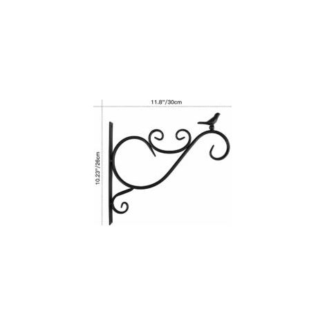 Support Plante Mural Balcon, Lot de 2 Rétro Européen Forme d'Oiseau, Crochet de Suspension en Fer Forgé, pour lanternes à paniers avec Vis, Décor Extérieur pour Balcon de Jardin-Noir (1/3)