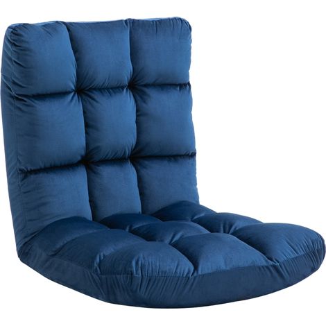 Fauteuil Convertible Design, Dossier Réglable, Tissu Velours, Dimensions 55x71x53,5 cm, Couleur Bleu idéal pour Invités