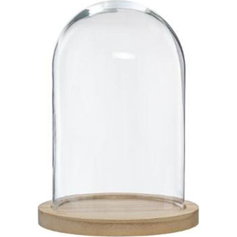 Atmosphera – Cloche décorative en verre 26cm – Socle en MDF – Design moderne – Facile d'entretien – Pour décoration intérieure (1/2)