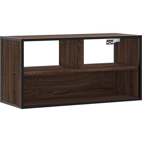 Meuble TV mural robuste design industriel 80 x 31 x 39 cm grand espace de rangement en bois d'ingénierie chêne marron