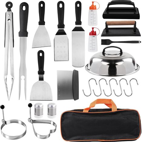 23PCS Ensemble D'accessoires de Barbecue en Acier Inoxydable, Ensemble de Barbecue pour L'extérieur Comprenant Un Sac de Rangement pour Jardin, Camping, BBQ et ExtéRieur (1/5)