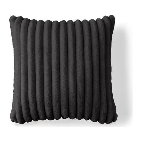 1 coussin en fausse fourrure côtelée, 40x40 cm, gris foncé, pour canapé et salon moderne