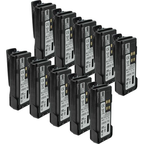 vhbw 10x Battery compatible with Motorola P8608, GP328D, P8668i, TRBO, P8660 Radio, Walkie-Talkie (2600 mAh, 7.4 V, Li-Ion) + Belt Clip