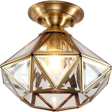 Plafonnier doré plafonnier pour couloir escalier balcon diamant capuchon en verre décoration de plafond éclairage intérieur de la maison