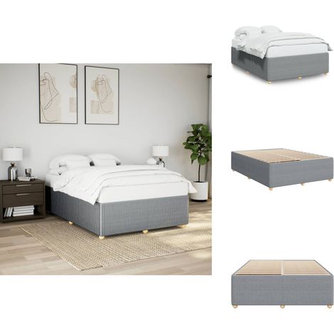 Bettgestell ohne Matratze Hellgrau 160x200 cm Stoff - Bettgestell - Bettgestelle - Bett - Betten (1/5)