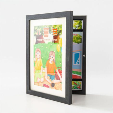 Cadres d'art pour enfants interchangeables, cadres d'art pour enfants à ouverture frontale et affichage d'image 3D interchangeable pour A4, cadre photo et cadres photo pour enfants, travaux manuels (1/4)