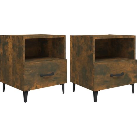 Set di 2 Comodini 40 x 35 x 47,5 cm con cassetto e vano a giorno in MDF Marrone DEC035152