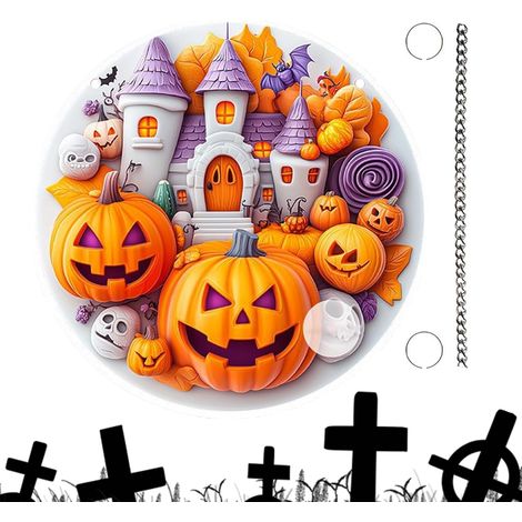 CCYKXAHorror Sign for Front Door, Round 2D Acrylic Horror Sign for Scary Ornament, Gothic Scene Accessories for Haunted House, Porch, Mantelpiece (1/5)