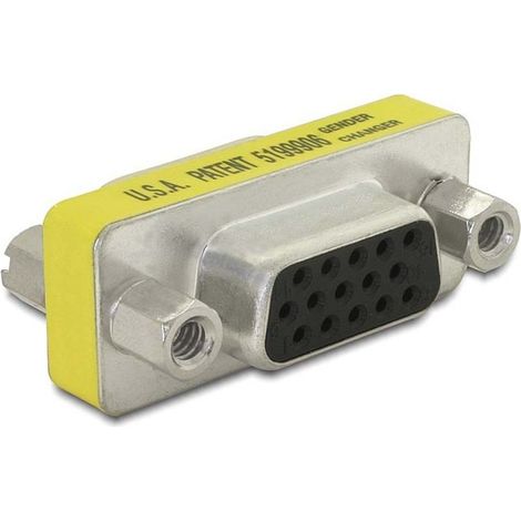 Delock 65001 VGA Adaptateur [1x SUB-D femelle 15 pôles - 1x SUB-D femelle 15 pôles] jaune