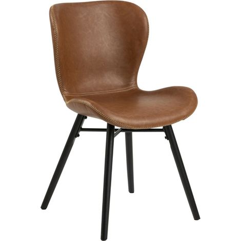 Poltrona imbottita Batilda Retro, ecopelle marrone, legno (1/5)