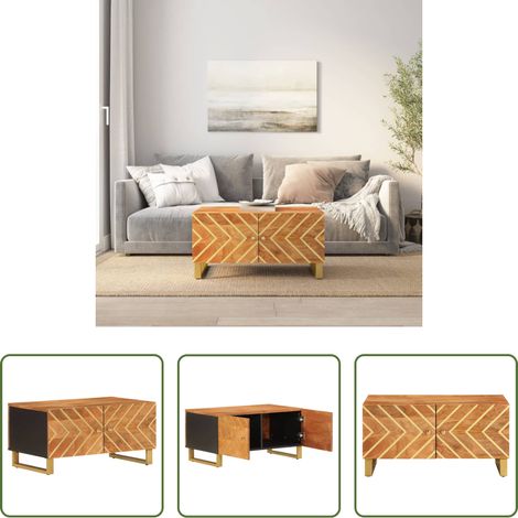 Wohnzimmermöbel - Couchtisch Braun und Schwarz 80x50x40 cm Massivholz Mango (1/5)