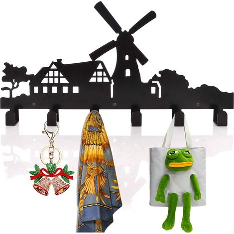 Wandgarderobe mit 6 Haken, Wanddekoration aus Metall