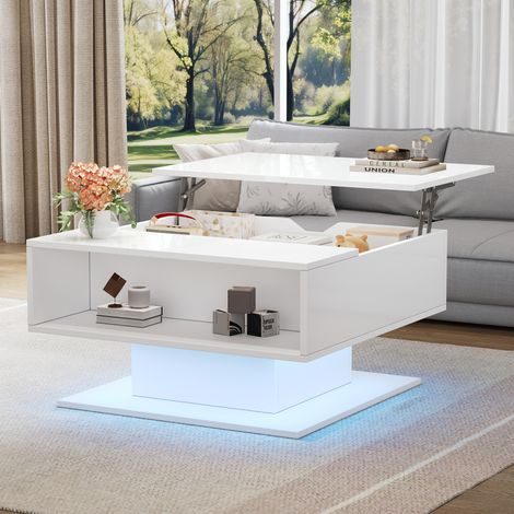 tavolo tavolino salotto alzabile con LED contenitore 80 cm OKMYHOME (1/5)
