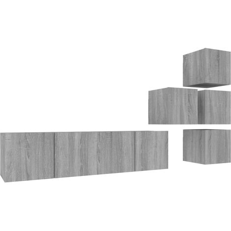 Maison Exclusive - 6-tlg. TV-Schrank-Set Grau Sonoma Holzwerkstof