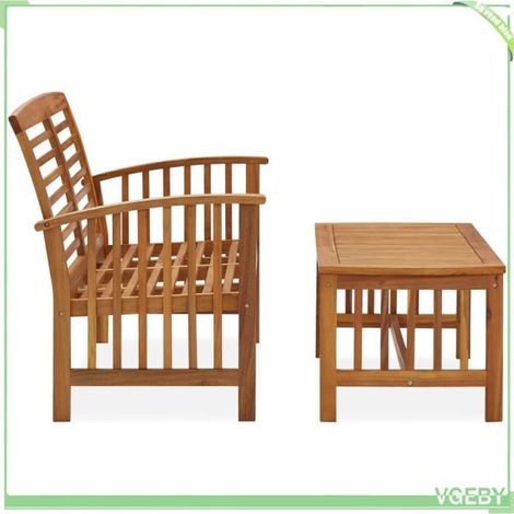 Salon de jardin 2 pcs - FAFEICY - 310262 - Bois d'acacia massif - Finition à l'huile - Banc + table 102x50x43 cm (1/5)