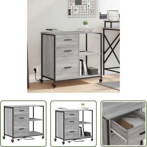 vidaXL Holzwerkstoff - Schrank mit Ladestation Mit Rad Graues Sonoma 76 x 41 x 72 cm (1/5)
