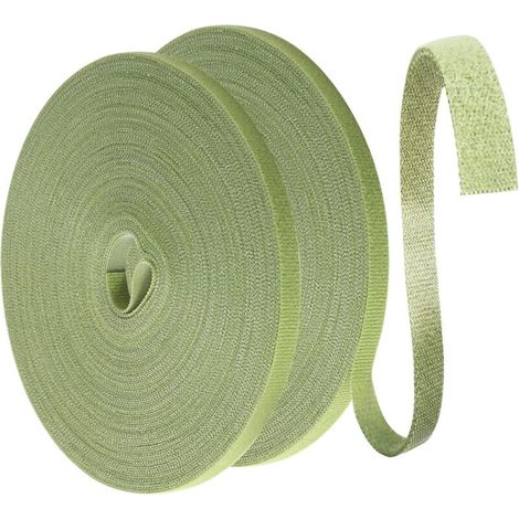 50 m Gartenpflanzenbinder, 10 mm grüne Rasenpflanzenbinder, wiederverwendbares Befestigungsband, selbstklebend, wetterfest für Pflanzen (25 m/Rolle) (1/4)