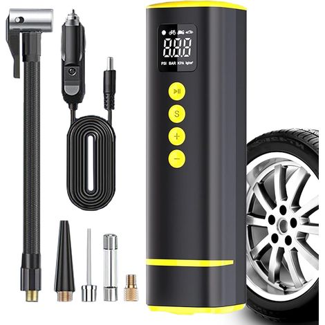 Pompe À Air Électrique Pompe De Pneus Rechargeable Compresseur Du Pneu 150psi, 17cm, Sans Fil, Pour La Voiture, La Moto, Le Vélo Et Les Balles, Portable, Contrôle De Pression Précis, 12v, Alimen (1/5)