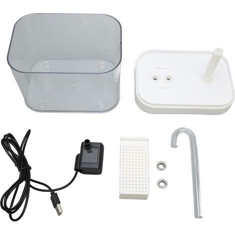 Fontaine d'eau pour chat, automatique, silencieuse, alimentée par USB, distributeur Transparent pour animaux de compagnie, avec Tube coudé, couvercle blanc de 1,5 l (1/5)