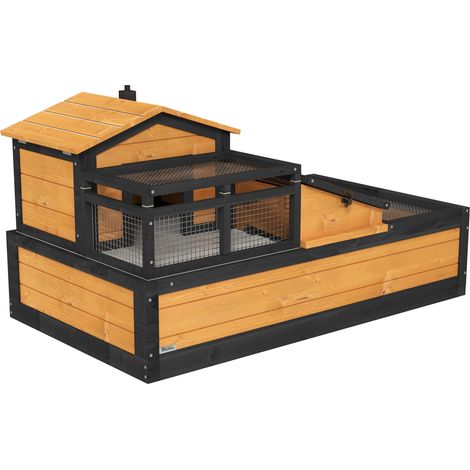 Terrarium tortues 2 niveaux intérieur extérieur tiroir bois sapin jaune 44x30x25cm